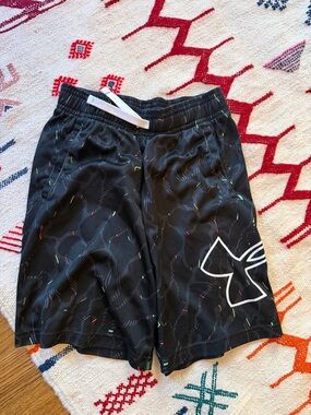 Under Armour Black Boys' Athletic Shorts with Neon Speckle